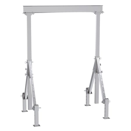Vestil Aluminum Adjustable Height Gantry Crane w/Adjustable Leveling Option 8 ft. x 12 ft. 4K Silver AHA-4-8-12-ALO